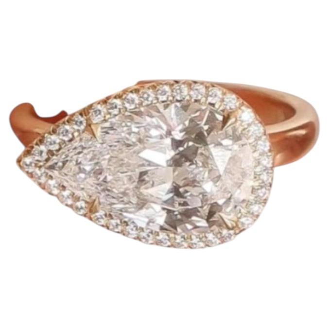 GIA-zertifizierter Solitärring aus 18-karätigem Gold mit einem Diamanten in Birnenform, 3,00 Karat, F/VS1