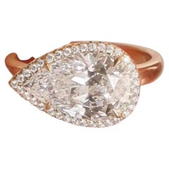 GIA Certified 3.00 Ct F/VS1 Pear Shape Diamond 18K Gold Solitaire Ring