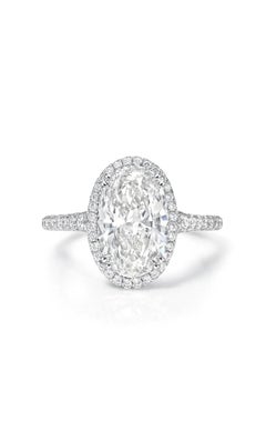 GIA Certified 3.00 Ct  F/VVS2 Oval Shape Diamond 18K Gold Ring Solitaire