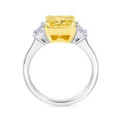 GIA Certified 3.00 Ct. Fancy Intense Yellow Radiant Cut Diamond Ring