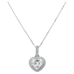 GIA Certified 3.00 Ct FLAWLESS / D Color Heart Shape Diamond 18K Gold Necklace
