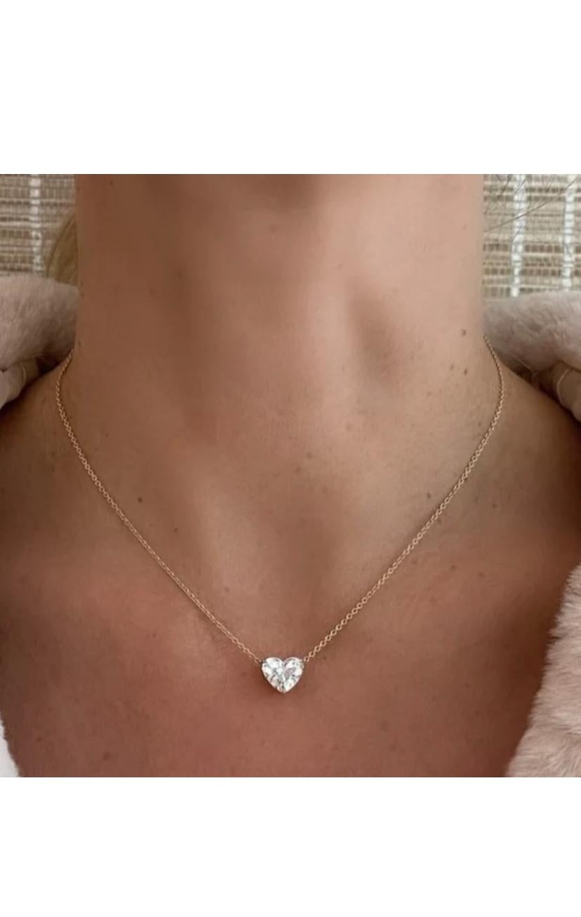 Heart Cut GIA Certified 3.00 Ct FLAWLESS/ D color Heart Shape Diamond 18K Gold Pendant For Sale
