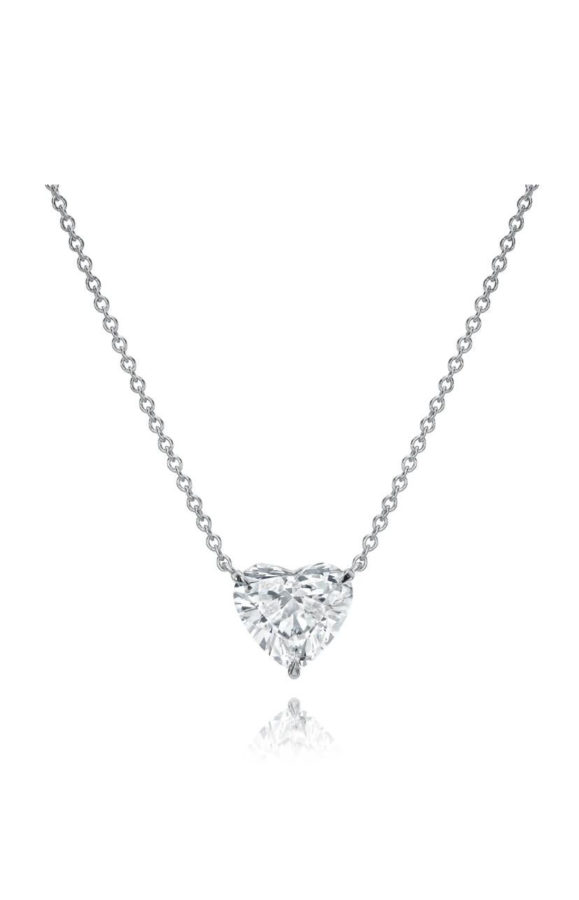 Heart Cut GIA Certified 3.00 Ct FLAWLESS / D color Heart Shape Diamond 18K Gold Pendant For Sale