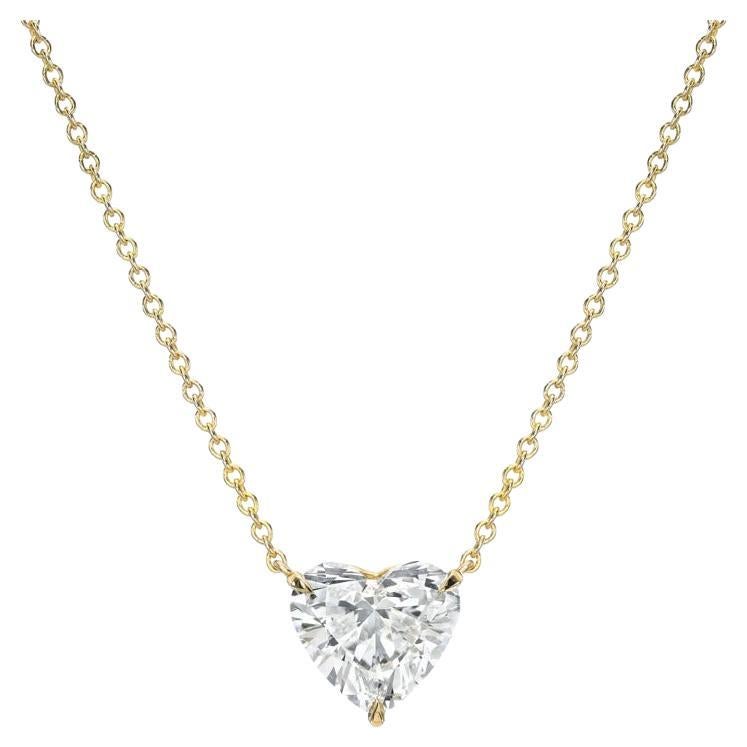 GIA Certified 3.00 Ct FLAWLESS/ D color Heart Shape Diamond 18K Gold Pendant