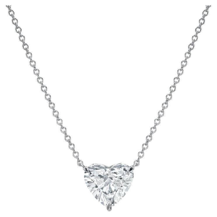 GIA Certified 3.00 Ct FLAWLESS / D color Heart Shape Diamond 18K Gold Pendant