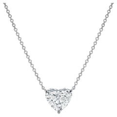 GIA Certified 3.00 Ct FLAWLESS / D color Heart Shape Diamond 18K Gold Pendant