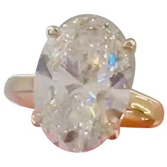 GIA Certified 3.00 Ct FLAWLESS / D color Oval Shape Diamond 18K Gold Ring