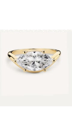 GIA Certified 3.00 Ct FLAWLESS / E color Marquise Shape Diamond 18K Gold Ring