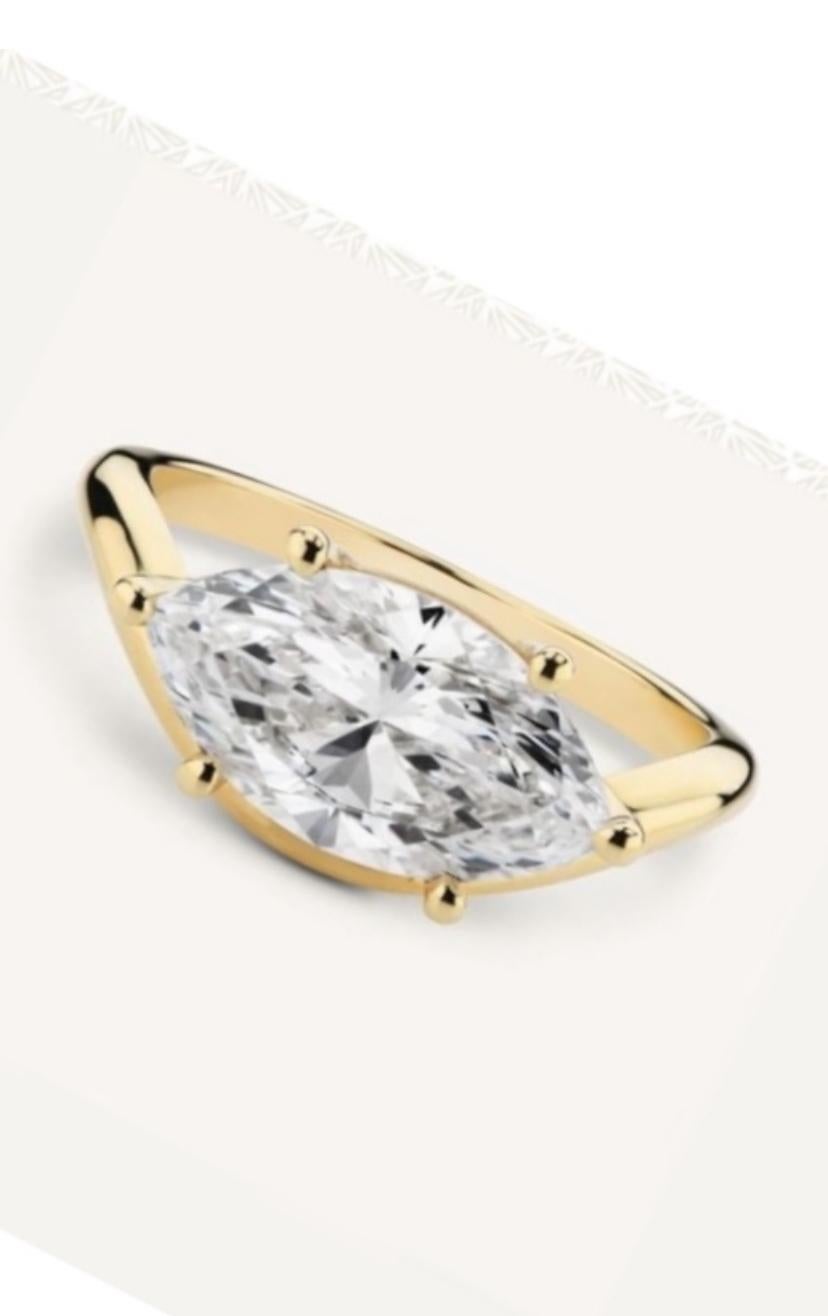 Taglio marquise GIA Certified 3.00 Ct FLAWLESS / E color Marquise Diamond Anello in oro 18K in vendita