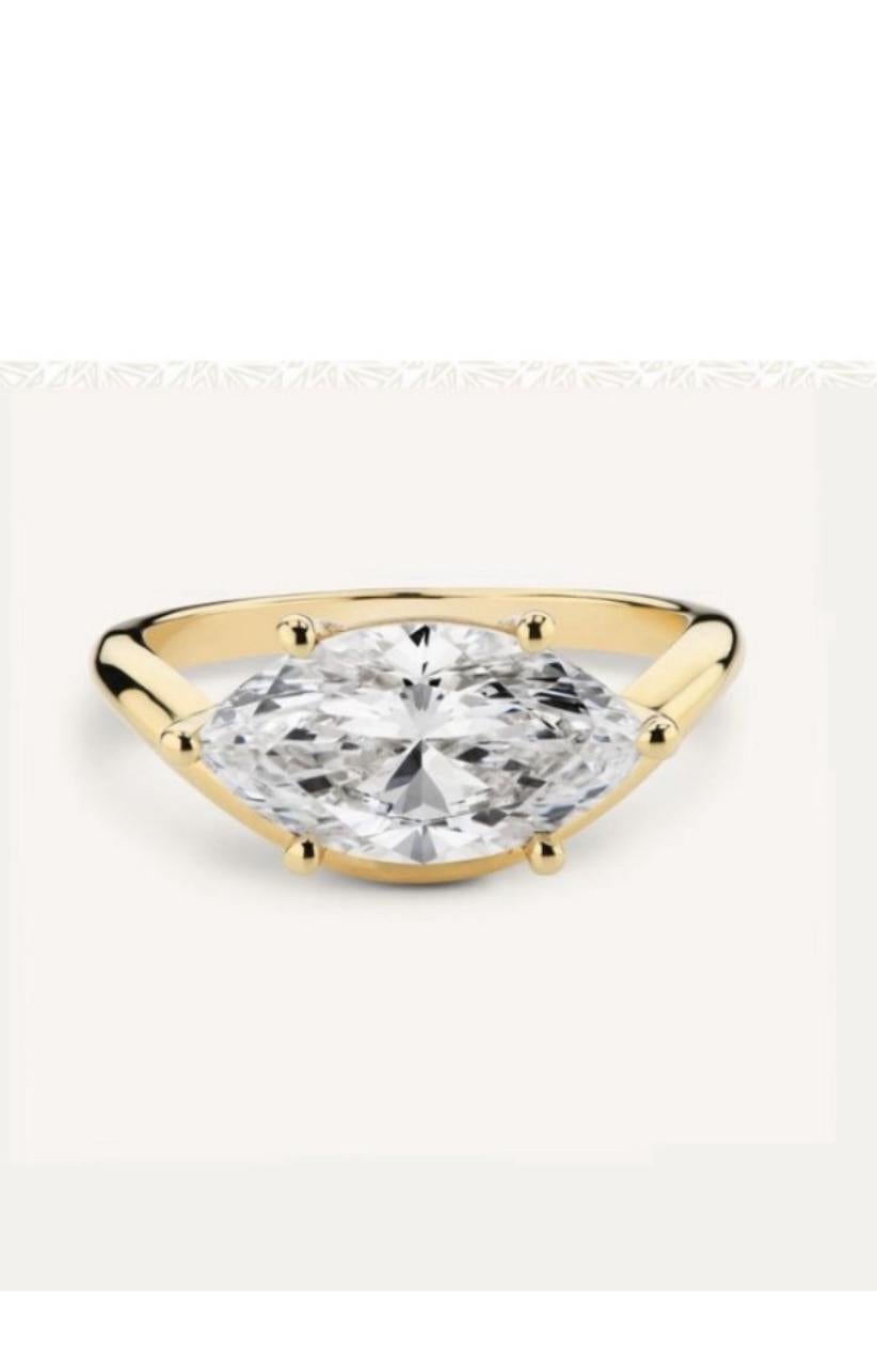 GIA Certified 3.00 Ct FLAWLESS / E color Marquise Diamond Anello in oro 18K
