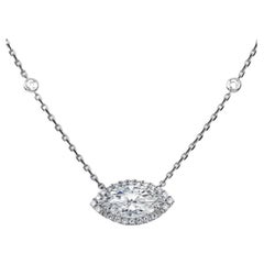 GIA Certified 3.00 Ct FLAWLESS / E color Marquise Shape Diamond Necklace