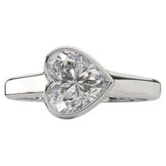 GIA Certified 3.00 Ct H VS2 Heart Diamond East-West Bezel Ring in 18K White Gold
