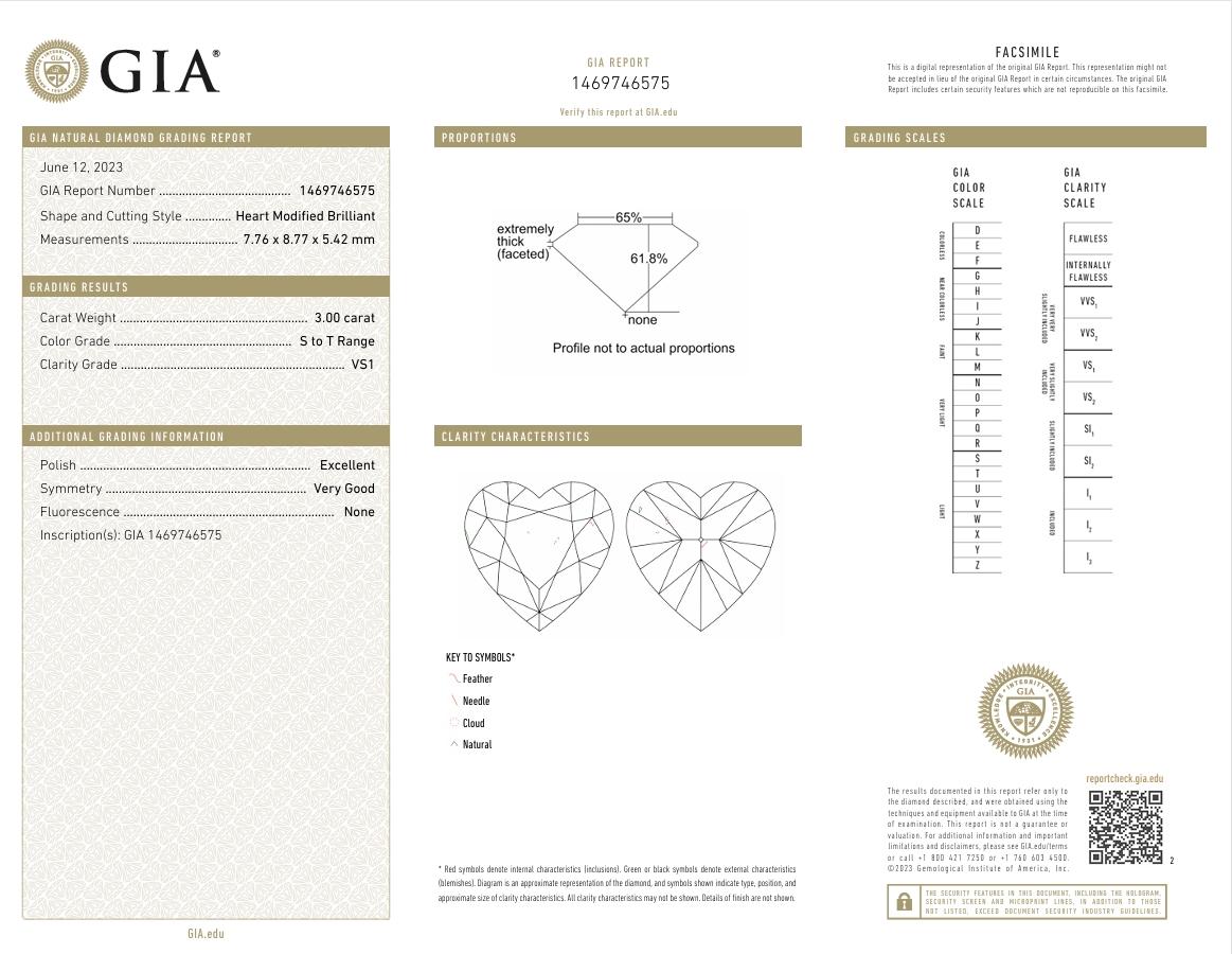 GIA Certified 3.00 S - T Colour VS1 Clarity Diamond 1