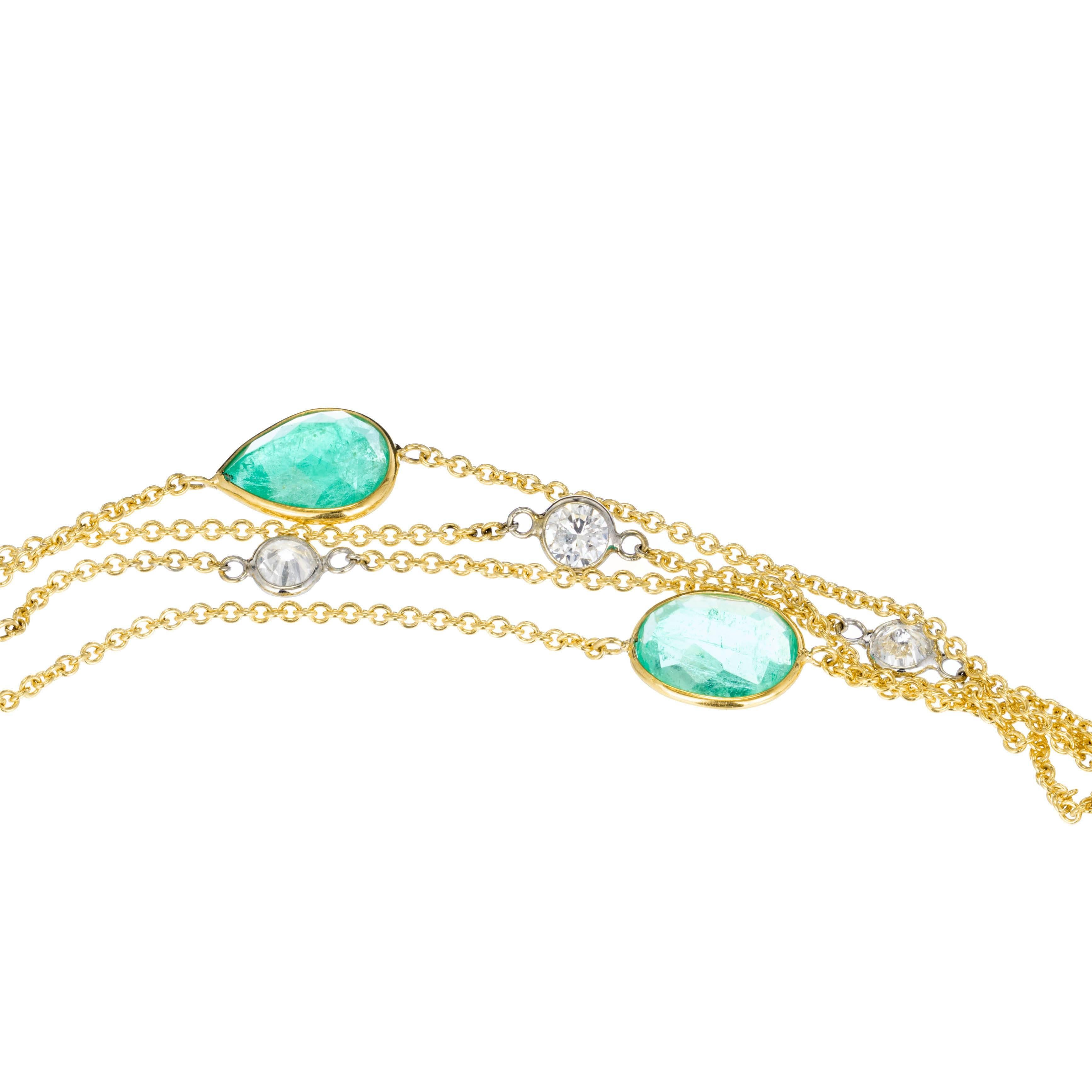 Diamante smeraldo certificato GIA da 30,00 carati in stile collana d'oro a catena in vendita 1
