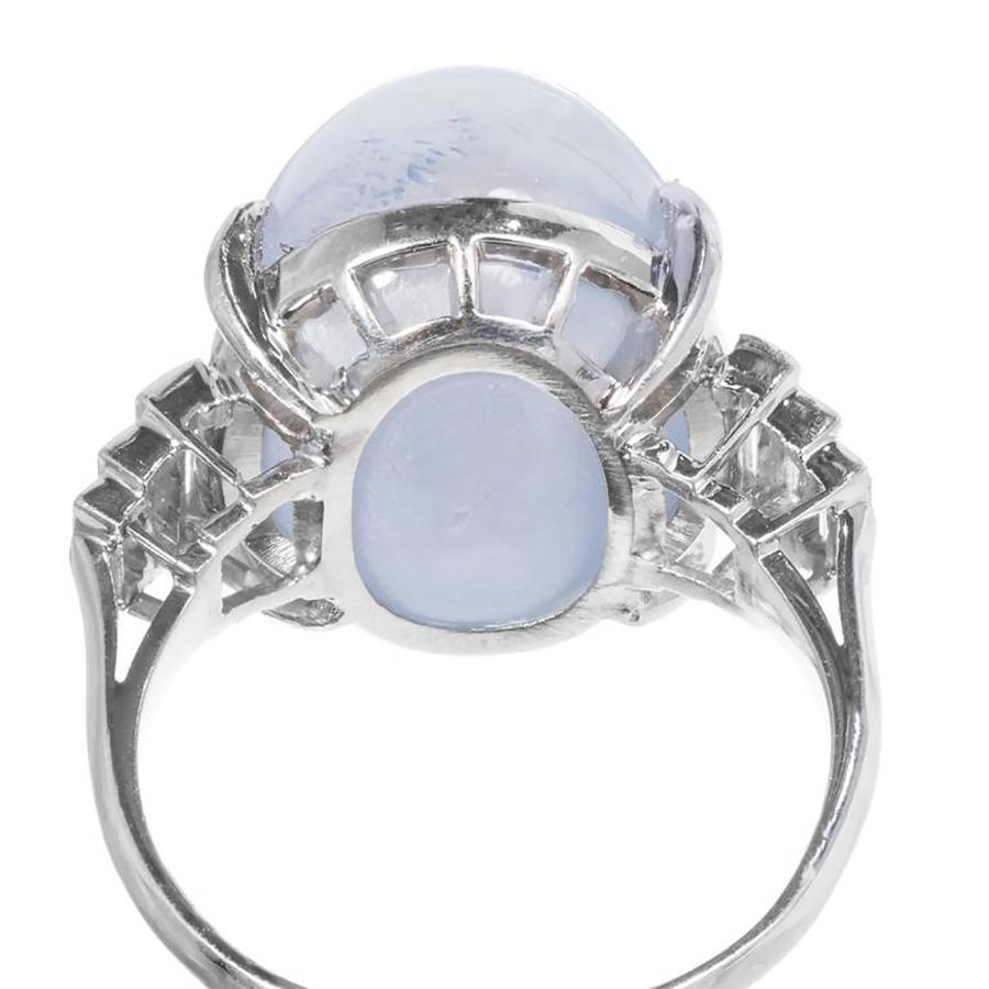 Women's or Men's GIA Certified 30.00 Star Sapphire Diamond Platinum Art Deco Engagement Ring For Sale