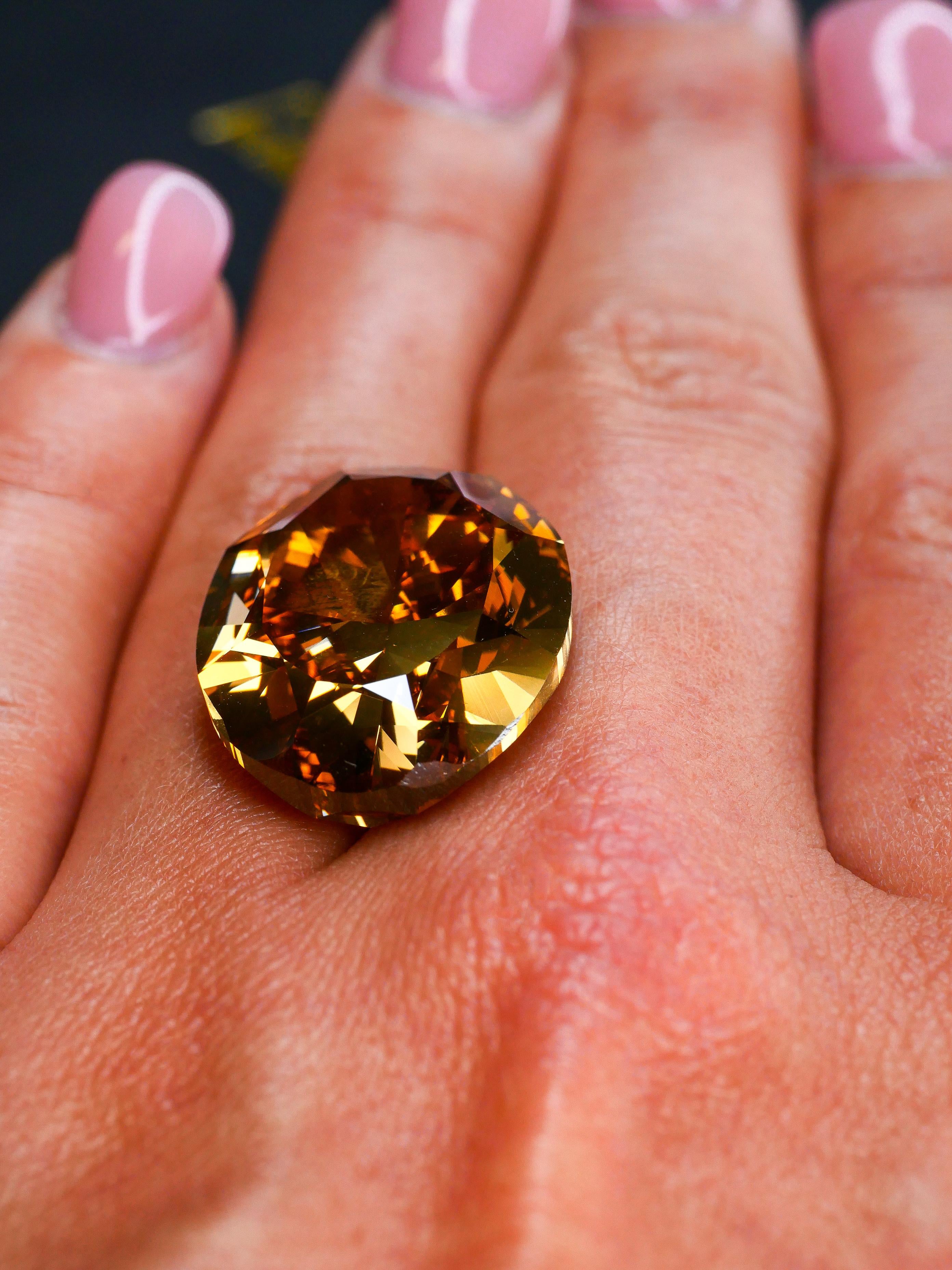 Women's or Men's GIA Certified 30.03 Carat Diamond Fancy Intense Orange For Sale
