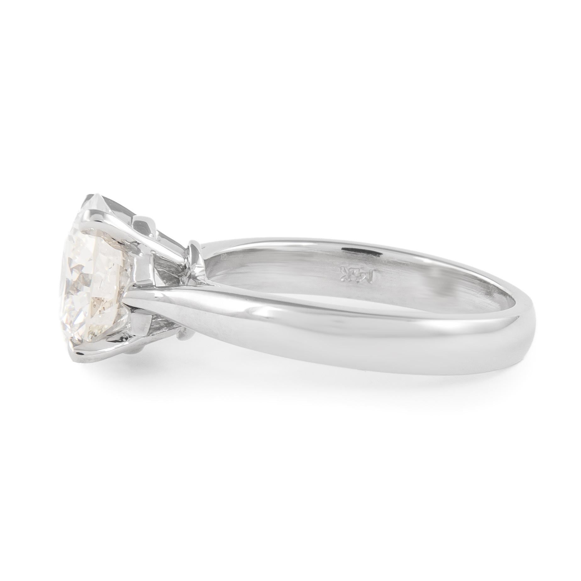 GIA Certified 3.00ct Round Brilliant Diamond I VS2 Engagement Ring White Gold In New Condition For Sale In BEVERLY HILLS, CA