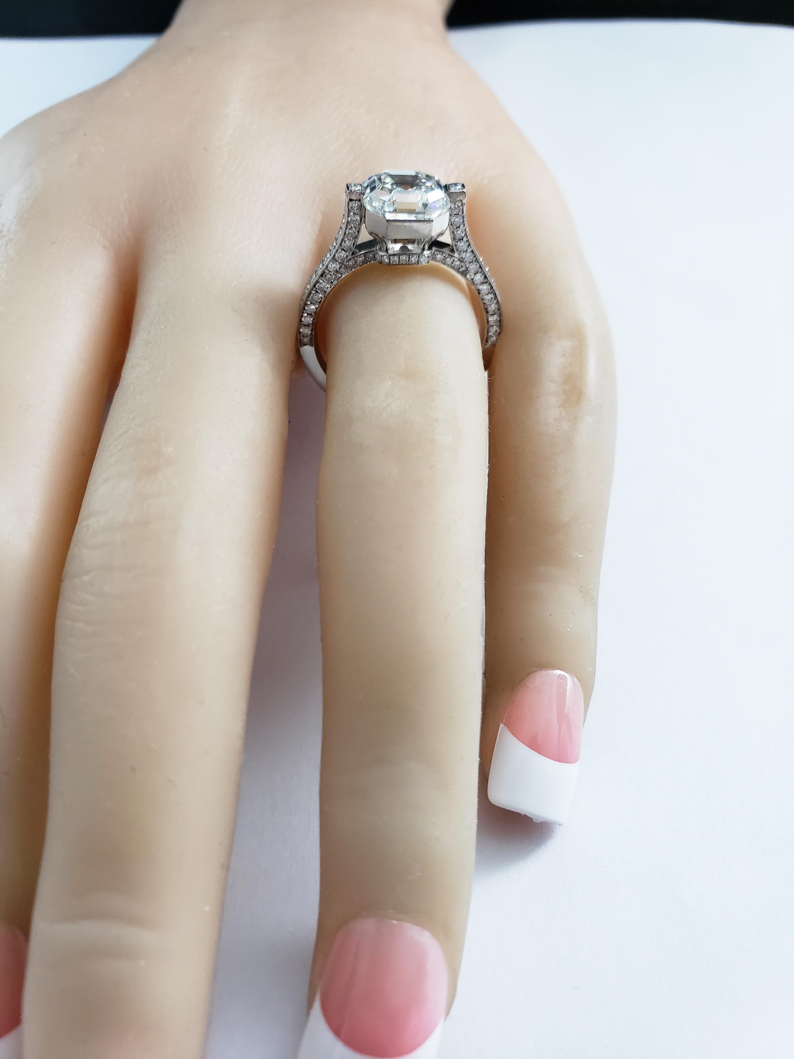 Roman Malakov GIA Certified 3.01 Carats Asscher Cut Diamond Engagement Ring  For Sale 1