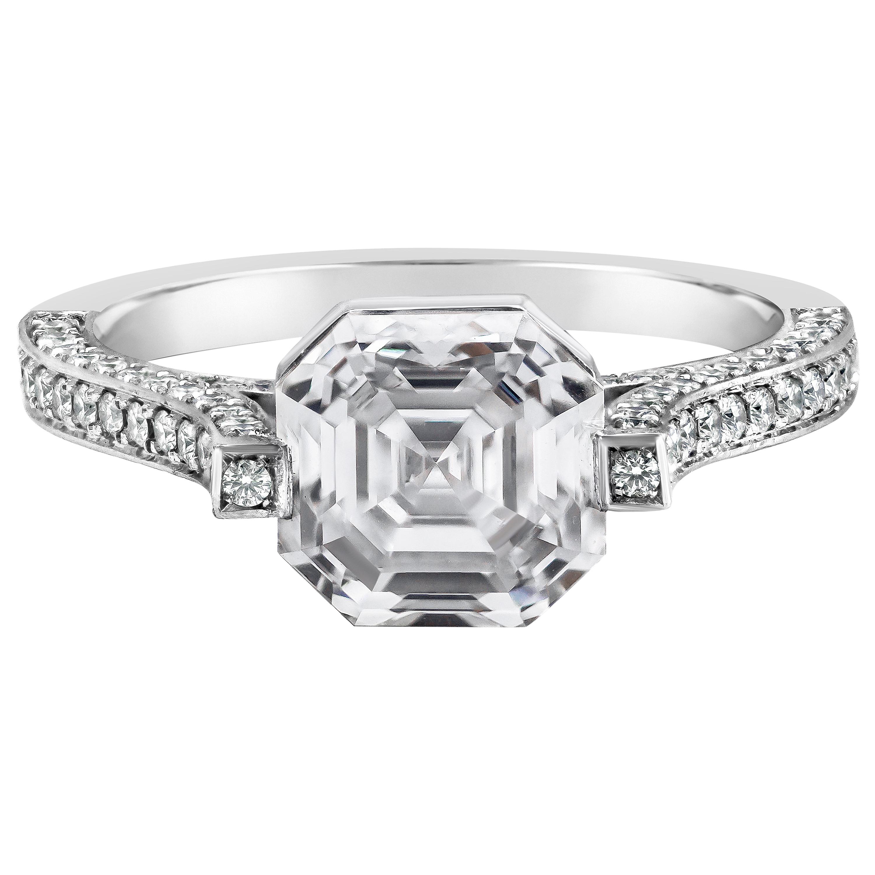 Roman Malakov GIA Certified 3.01 Carats Asscher Cut Diamond Engagement Ring 