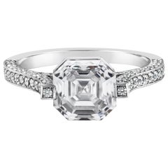 Roman Malakov Bague de fiançailles en diamant taille Asscher de 3,01 carats certifié GIA 