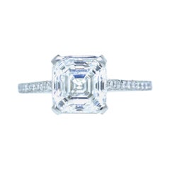 GIA Certified 3.01 Carat Asscher Cut Diamond Ring