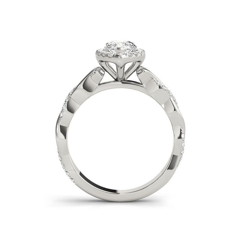 Women's GIA Certified 3.01 Carat Braided Band Pear Halo 18K White Gold Diamond Ring For Sale