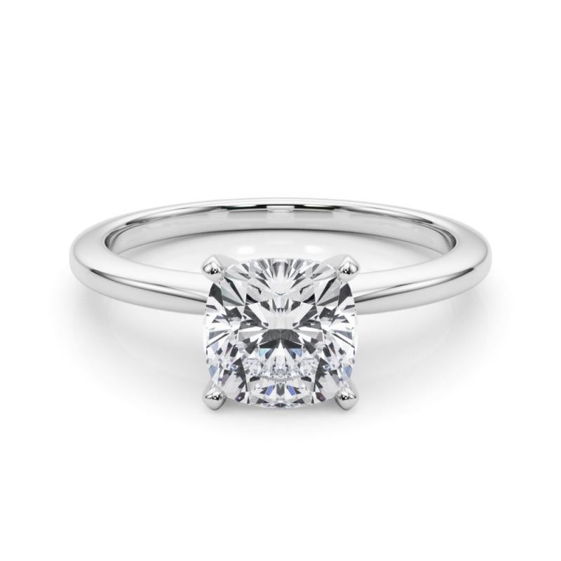 GIA Certified 3.01 Carat Cushion Prong Set Solitaire Platinum Diamond Ring