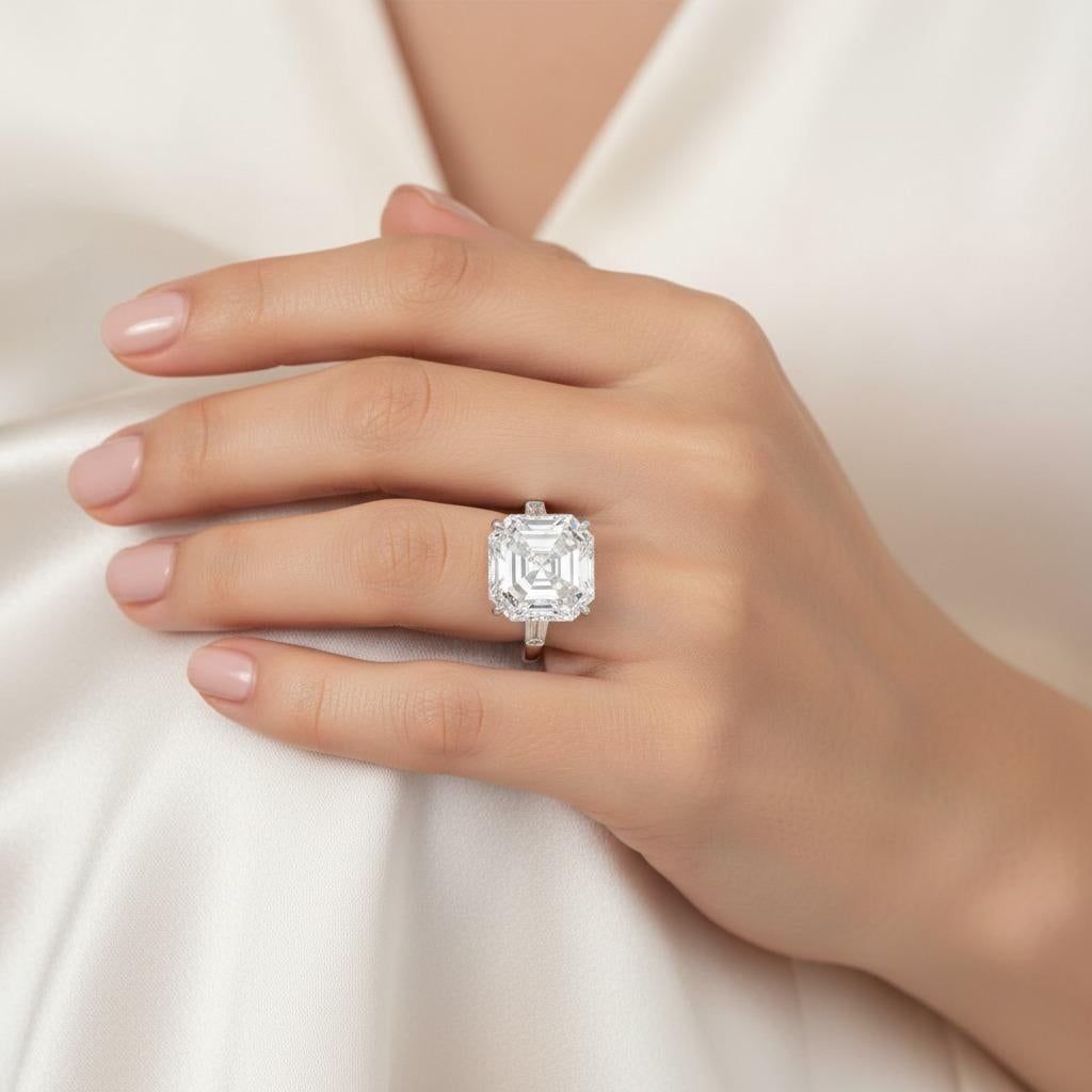 da uomo o donna Anello con diamante quadrato taglio smeraldo certificato GIA da 3,01 carati D VVS1 in vendita