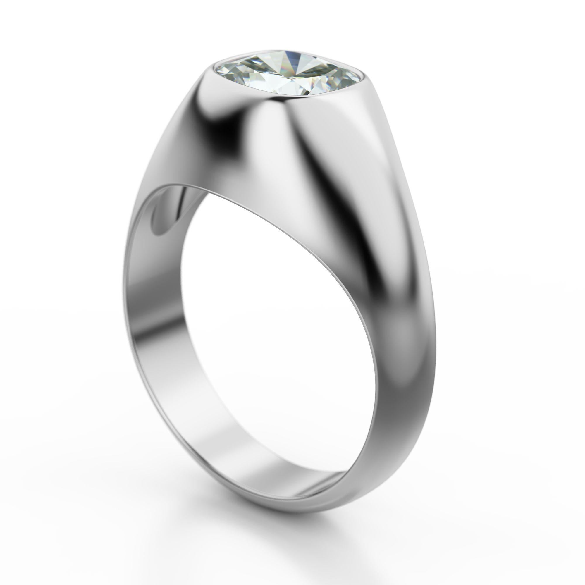 GIA zertifiziert 3,01 Karat E/VS1 Kissenschliff Diamant Herren Solitär Lünette Ring im Angebot 2