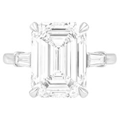 Bague en platine certifiée GIA 3,01 carats E VVS2 diamant taille émeraude