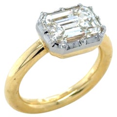 Bague en diamant certifié GIA de 3,01 carats, taille émeraude