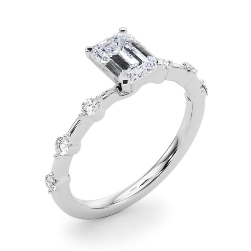 Donna Anello di diamanti con gambo di bambù con diamante smeraldo certificato GIA da 3.01 carati in vendita