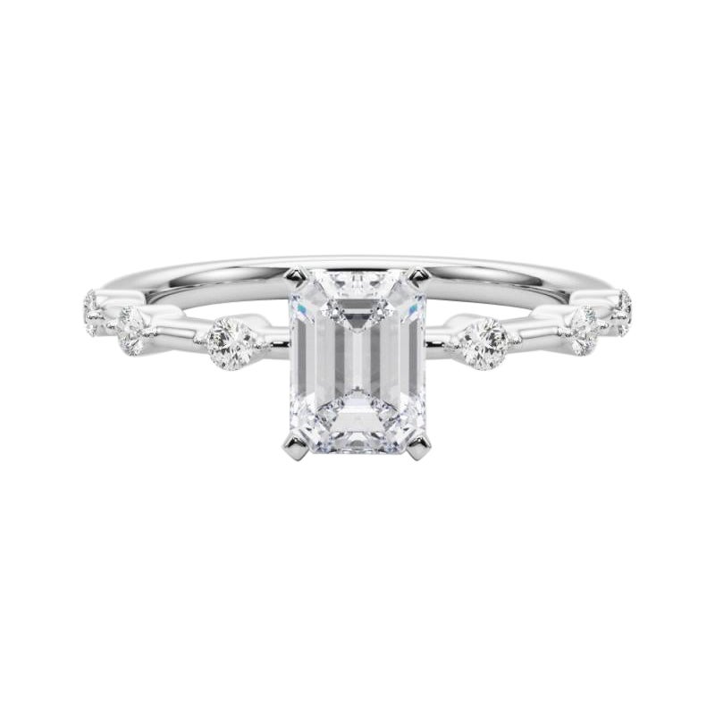 Anello di diamanti con gambo di bambù con diamante smeraldo certificato GIA da 3.01 carati