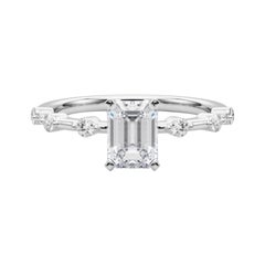 Anello di diamanti con gambo di bambù con diamante smeraldo certificato GIA da 3.01 carati