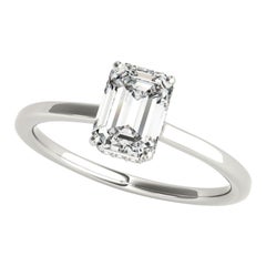 GIA Certified 3,01 Carat Emerald Hidden Halo Slim Band Platinum Diamond Ring