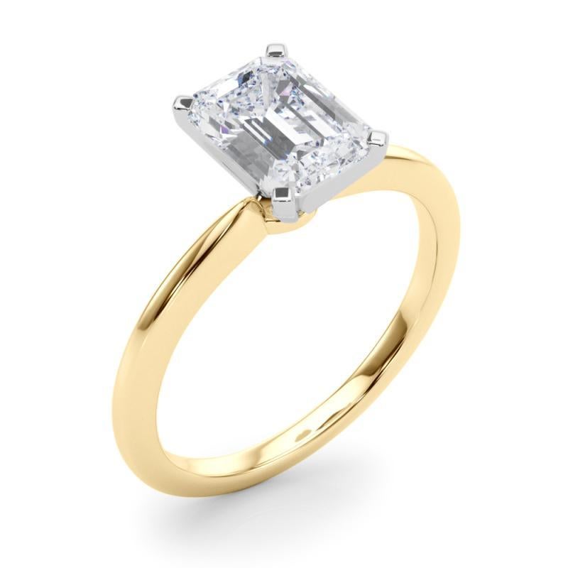 GIA-zertifizierter 3,01 Karat Smaragd Solitär-Diamantring mit Zacken Damen im Angebot