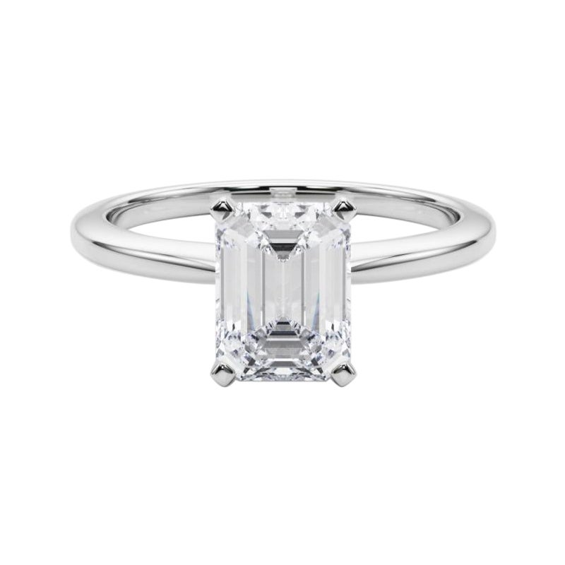 GIA-zertifizierter 3,01 Karat Smaragd Solitär-Diamantring mit Zacken