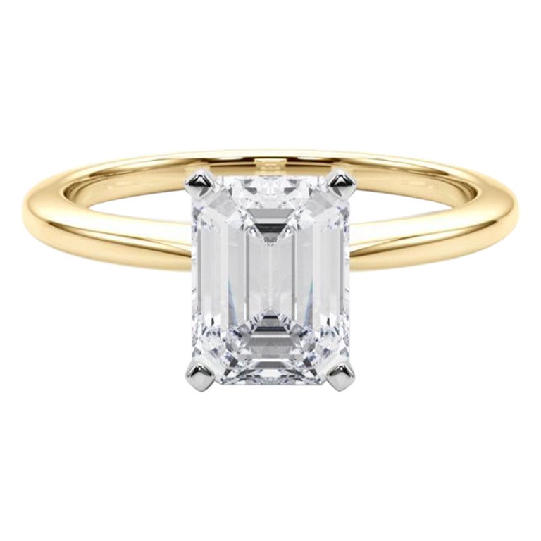 GIA-zertifizierter 3,01 Karat Smaragd Solitär-Diamantring mit Zacken