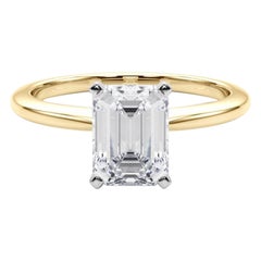 GIA-zertifizierter 3,01 Karat Smaragd Solitär-Diamantring mit Zacken