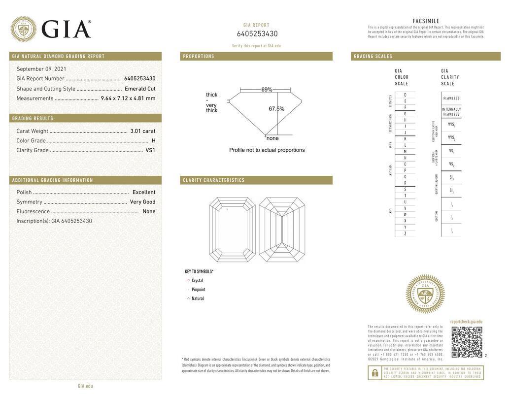 Contemporaneo GIA Certified 3.01 Carat Emerald Twisted Band Platinum Diamond Ring (Anello con diamante in platino) in vendita