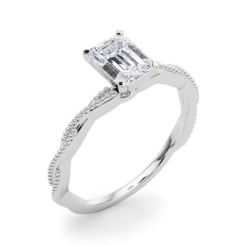 Donna GIA Certified 3.01 Carat Emerald Twisted Band Platinum Diamond Ring (Anello con diamante in platino) in vendita