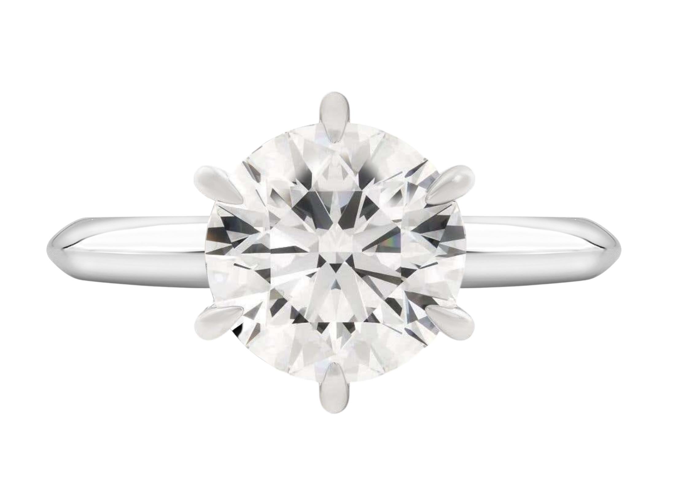 Moderne Fantastique bague en platine avec diamant taille brillant rond certifié de 4 carats sans défaut en vente