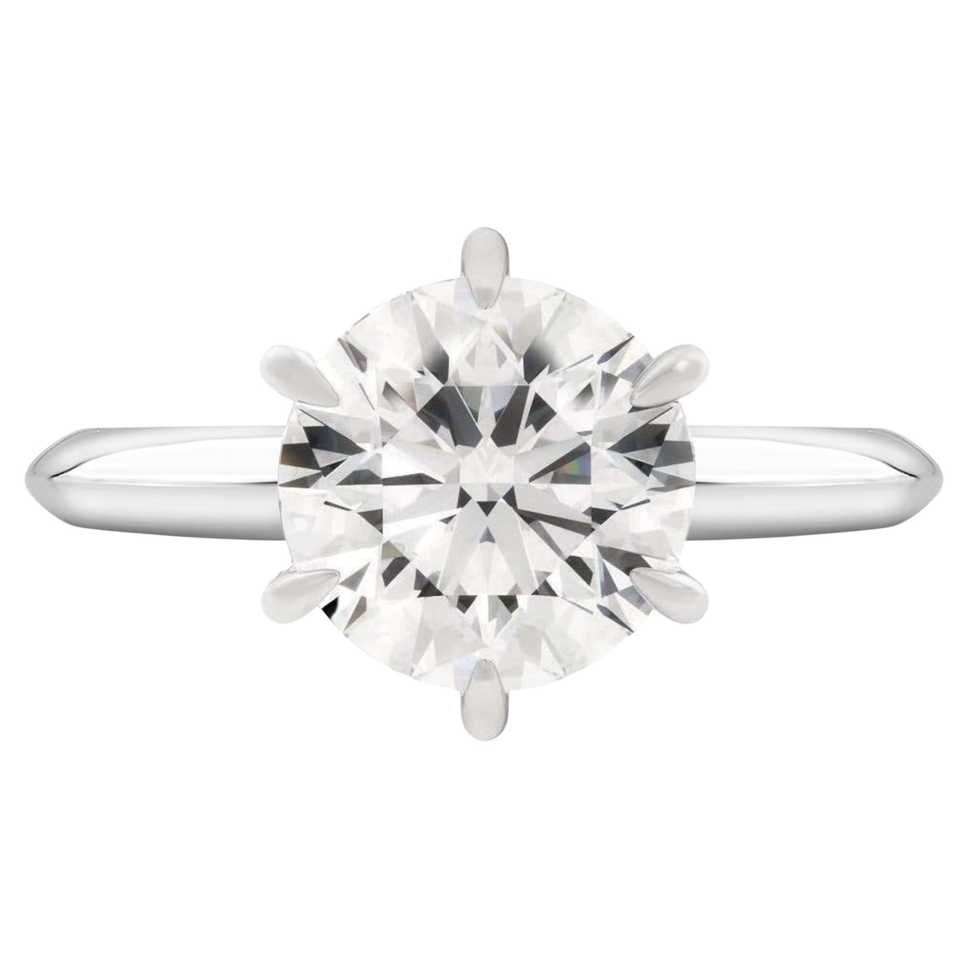 Flawless Fantastic Certified 4 Carat Round Brilliant Cut Diamond Platinum Ring For Sale