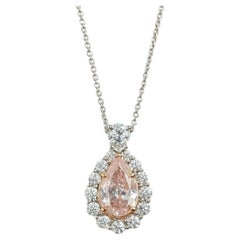 GIA Certified 3.01 Carat Fancy Light Orangy Pink Diamond Pendant