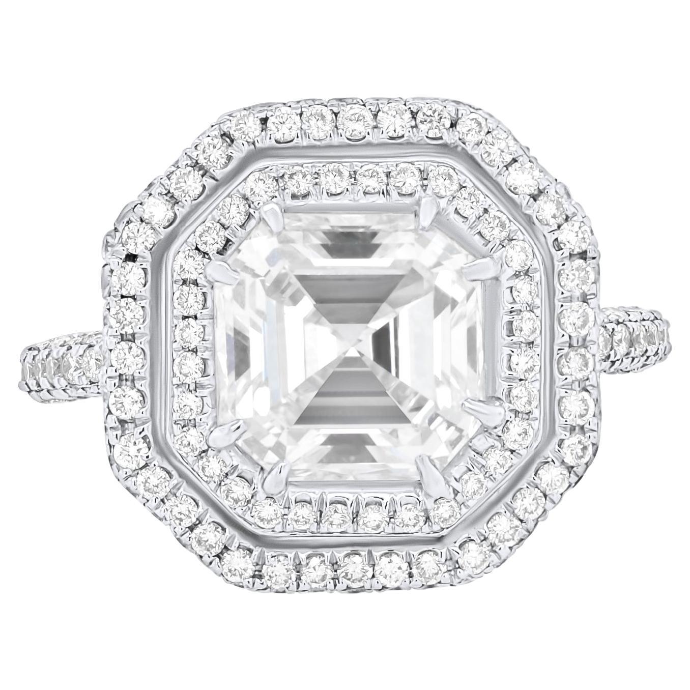 GIA-zertifizierter 3,01 Karat Diamantring mit I-VS1 im Asscher-Schliff