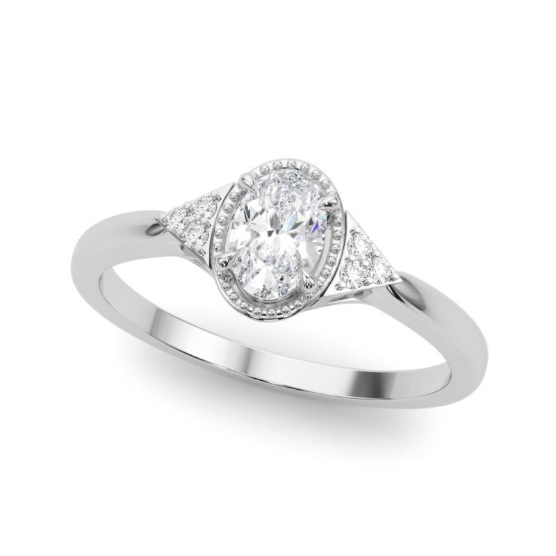 GIA zertifiziert 3,01 Karat Milgrain Oval Lünette Geometrische Diamant-Ring (Ovalschliff) im Angebot