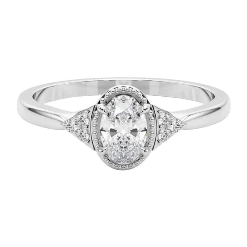 GIA zertifiziert 3,01 Karat Milgrain Oval Lünette Geometrische Diamant-Ring