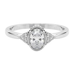 GIA zertifiziert 3,01 Karat Milgrain Oval Lünette Geometrische Diamant-Ring
