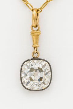 GIA Certified 3.01 Carat Old Mine Brilliant Diamond Pendant