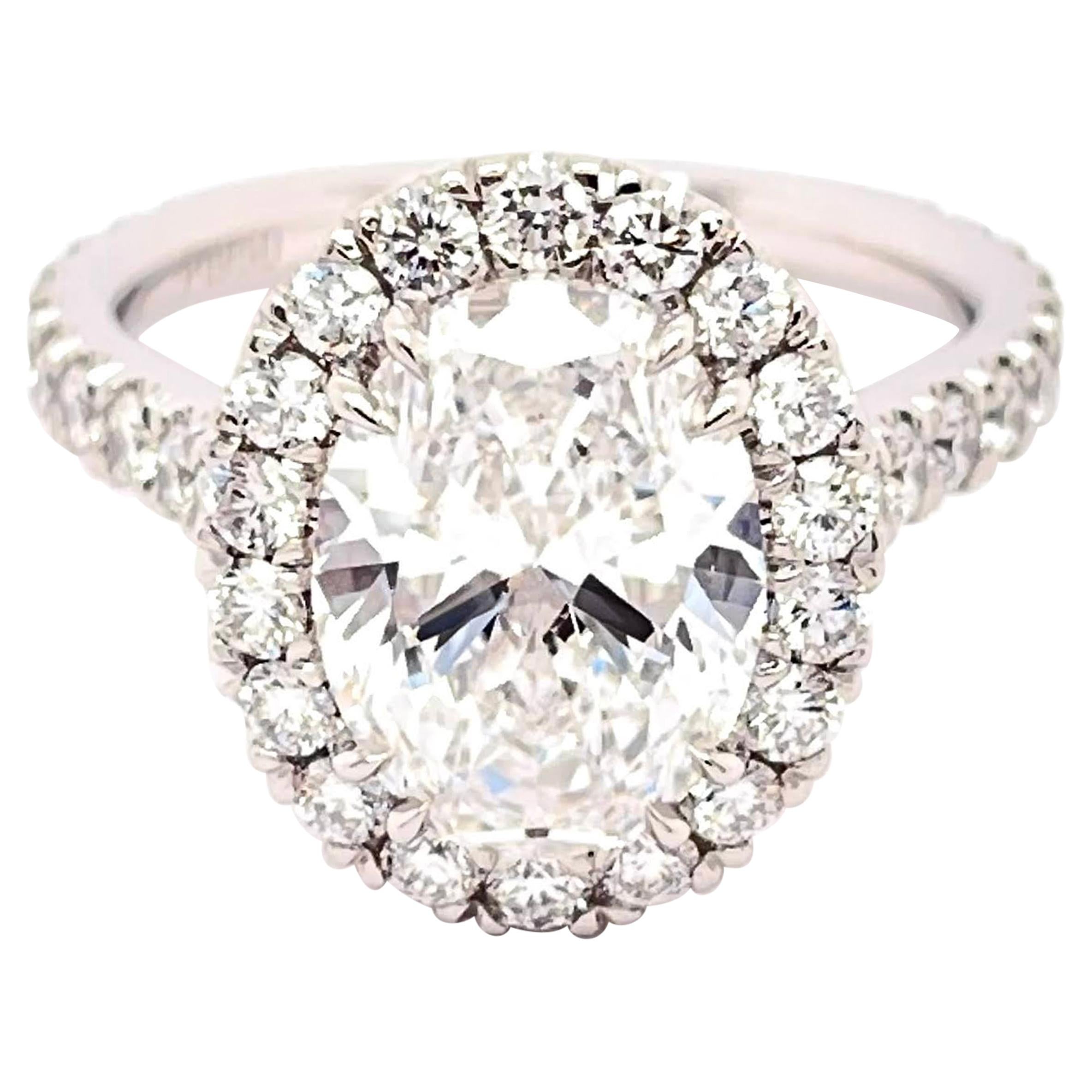 GIA Certified 3.01 Carat Oval Diamond Engagement Ring